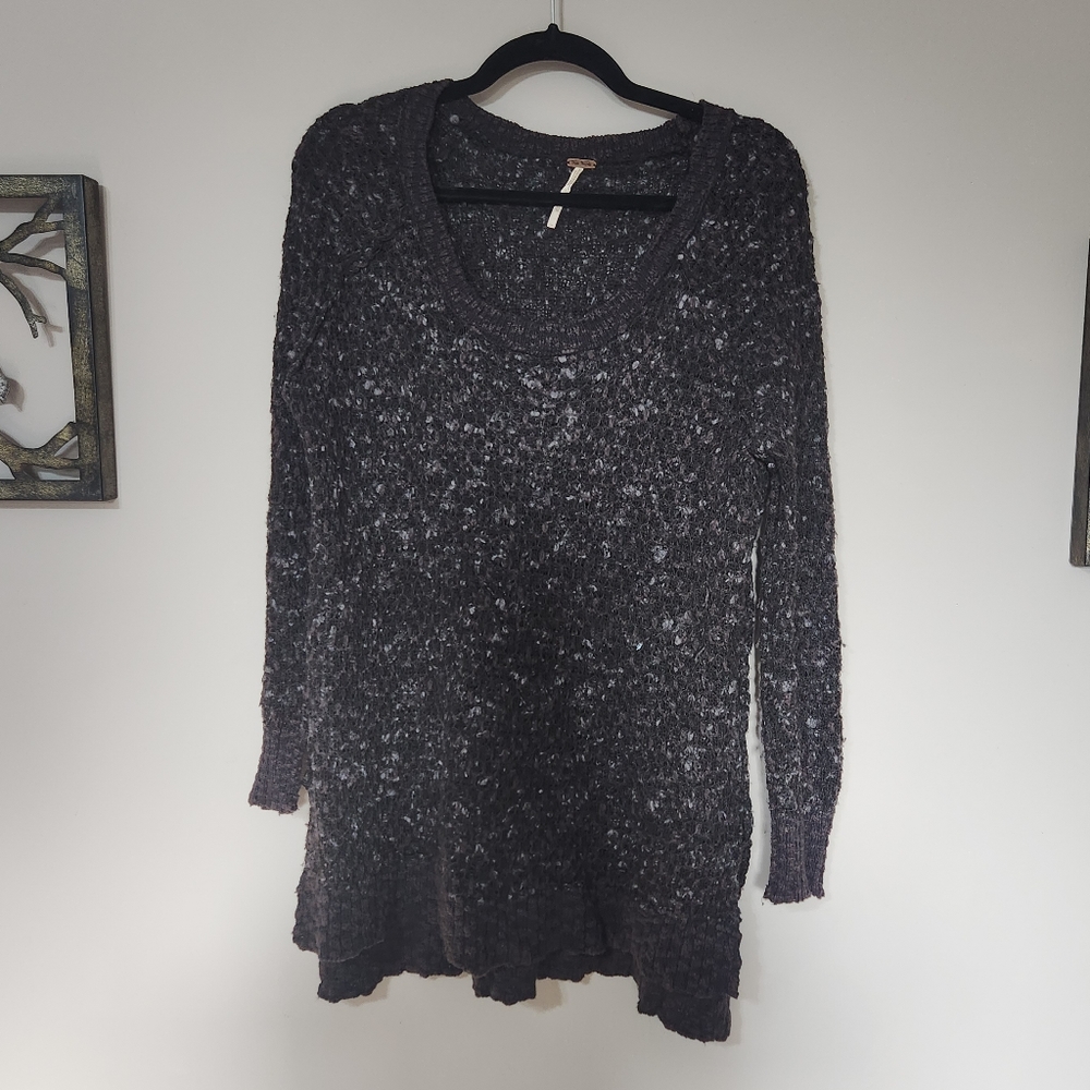 Free People oversized sweater heathered black sz XS